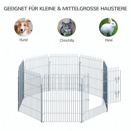 PawHut Freilaufgehege Welpenauslauf Welpenzaun Laufstall Welpengitter für Tiere 8-teilig B63 x H76 cm