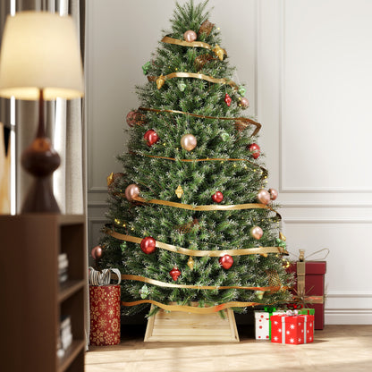 HOMCOM Weihnachtsbaumrock 65 x 65 cm Weihnachtsbaum Kragen aus Tannenholz Naturholz