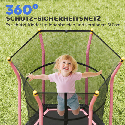 HOMCOM Trampolin für Kinder, Ø163,5 cm, mit Sicherheitsnetz, gepolstert, Stahl, belastbar bis 50 kg