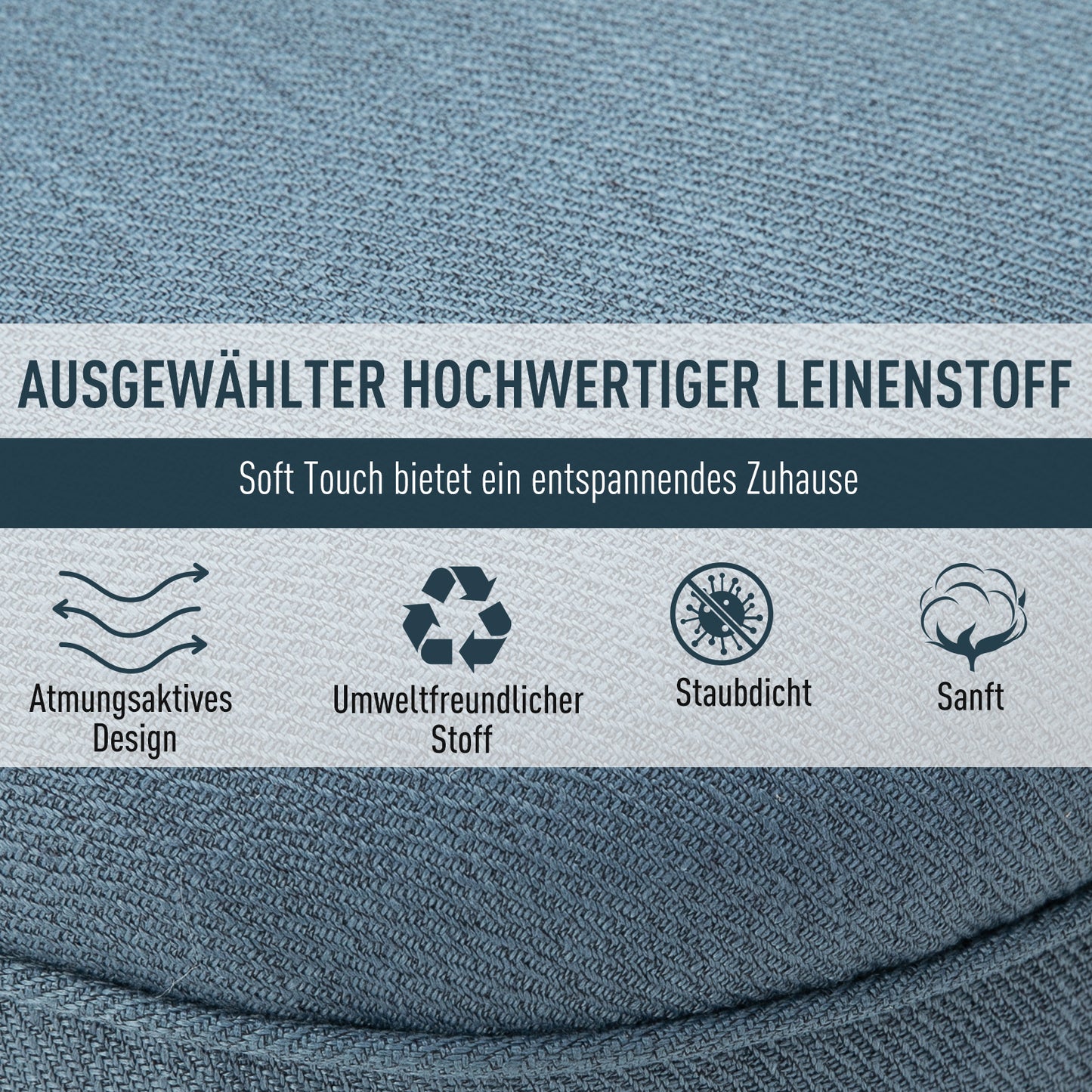 HOMCOM Sessel Wohnzimmer Relaxsessel Loungesessel Ruhesessel mit Rückenkissen, Holzbeine, Lesesessel mit Leinenoptik, Polstersessel für Schlafzimmer, Blau