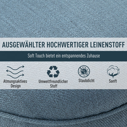 HOMCOM Sessel Wohnzimmer Relaxsessel Loungesessel Ruhesessel mit Rückenkissen, Holzbeine, Lesesessel mit Leinenoptik, Polstersessel für Schlafzimmer, Blau