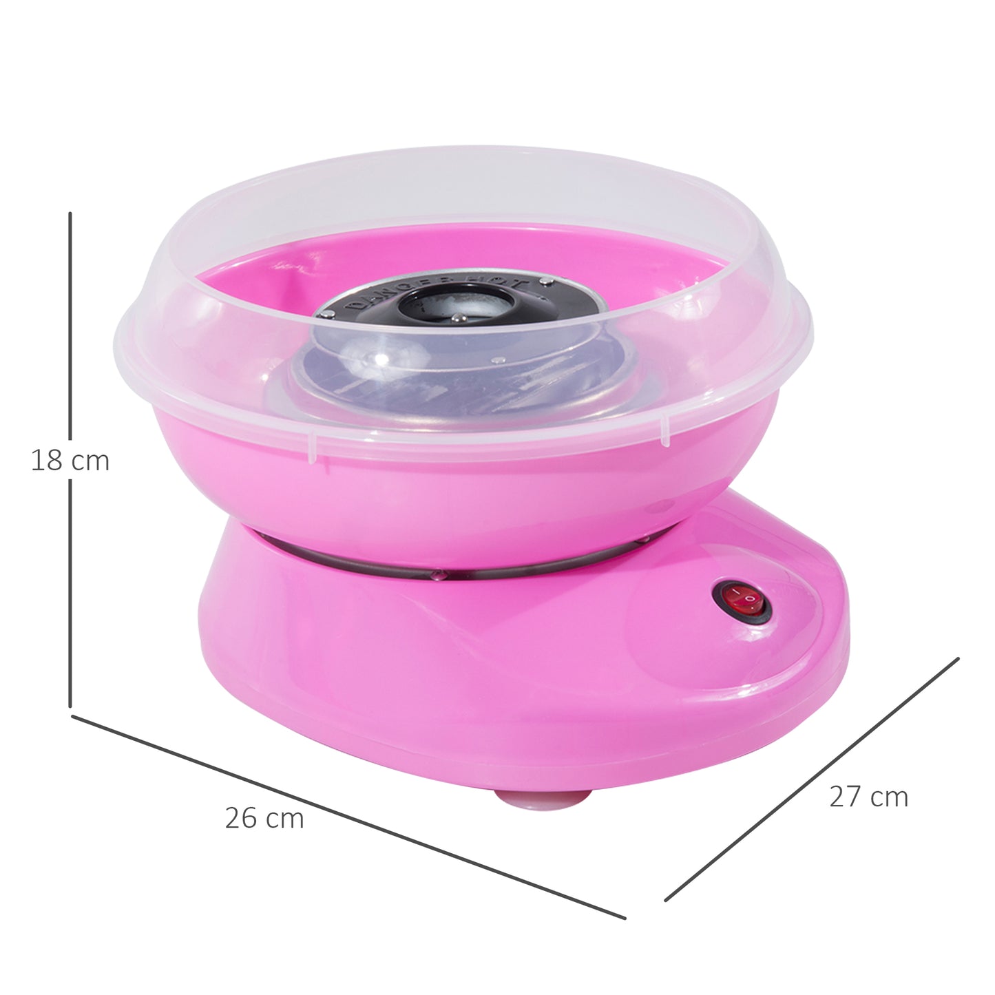 HOMCOM Zuckerwattemaschine für Zuhause Cotton Candy Machine Zuckerwatte Maschine mit Stäbchen und Messlöffel Höhe 18 cm 550W für Kinderfest, Geburtstag, Party Rosa