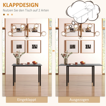 HOMCOM Esszimmertisch, Küchentisch, erweiterbar, für 6 Personen, 160x70, Dunkelgrau