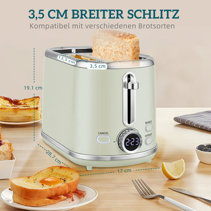 HOMCOM Wasserkocher- und Toaster-Set, LED-Anzeige, 1,7 Liter, 2200W, Retro-Design, Memory-Funktion, Grau