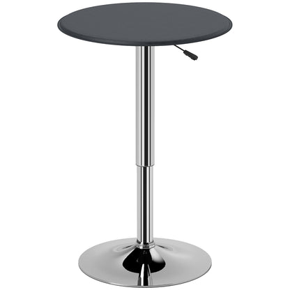 HOMCOM Bartisch, höhenverstellbar, Kunstlederbezug, Vintage-Design, Schwarz + Silber