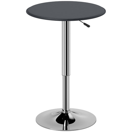 HOMCOM Bartisch, höhenverstellbar, Kunstlederbezug, Vintage-Design, Schwarz + Silber