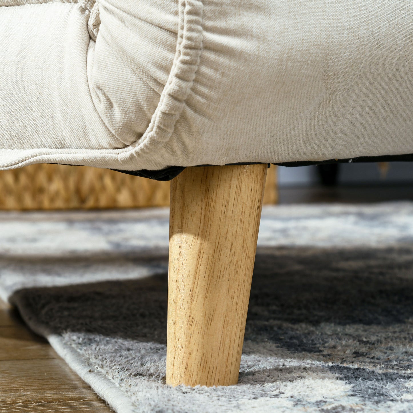 HOMCOM Schlafsessel, 6-stufig verstellbare Lehne, Leinenoptik, bis 120 kg, Creme