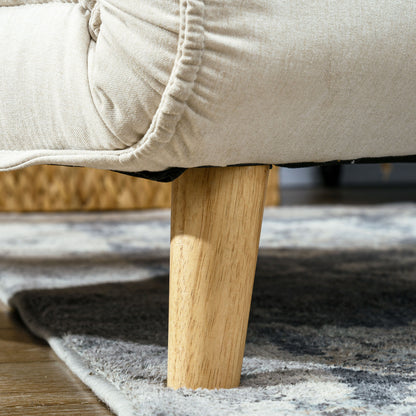 HOMCOM Schlafsessel, 6-stufig verstellbare Lehne, Leinenoptik, bis 120 kg, Creme