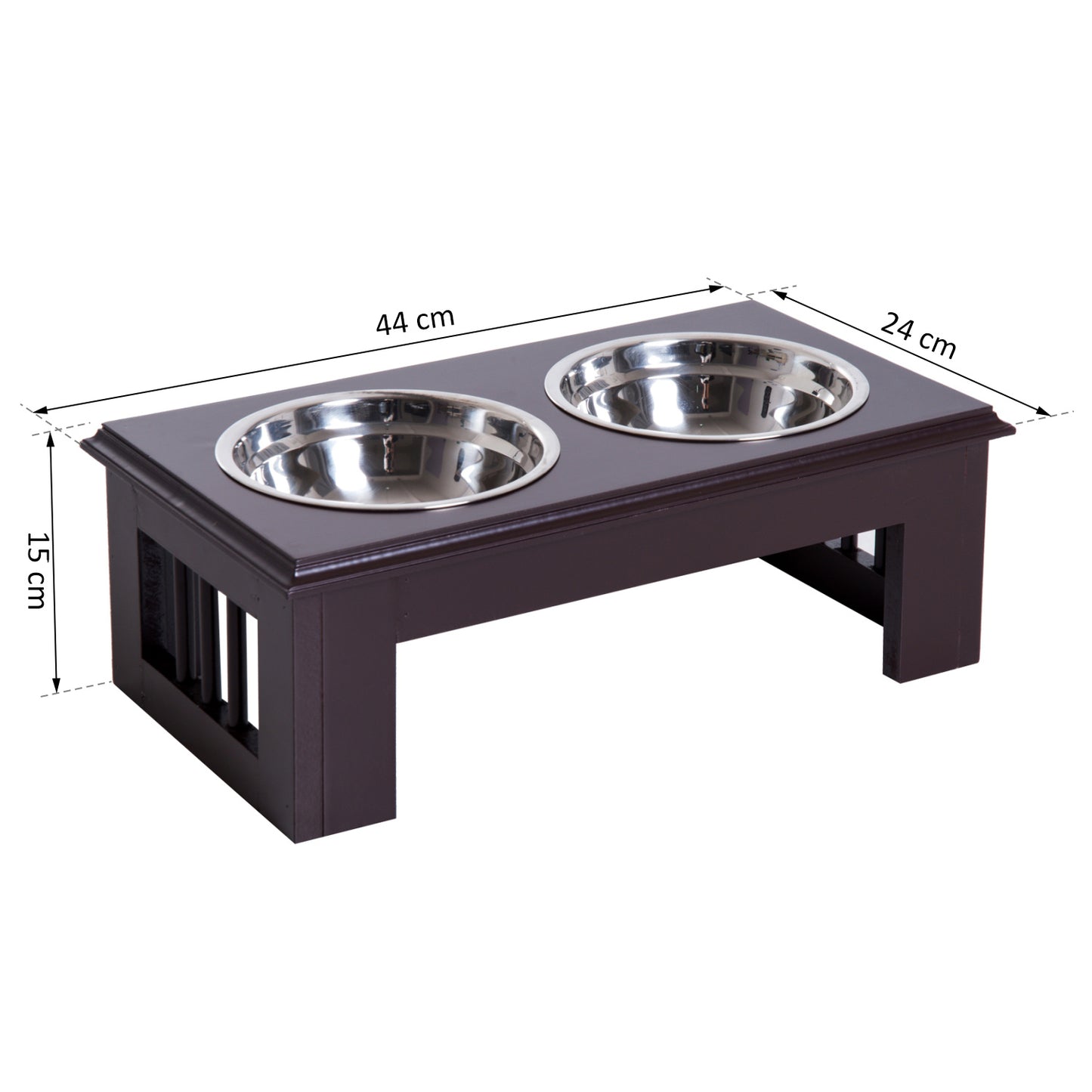 PawHut Erhöhter Hundenapf Futternapf mit 2 Näpfe Wassernapf 2 x 900ml Edelstahlnäpfen Fressnapf Futterstation Hundenäpfe för små Hunde Katzen Espresso