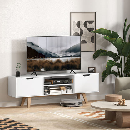 HOMCOM TV-Kommode mit Schubladen und offenen Regalen, MDF, 150 x 39 x 50 cm, Weiß
