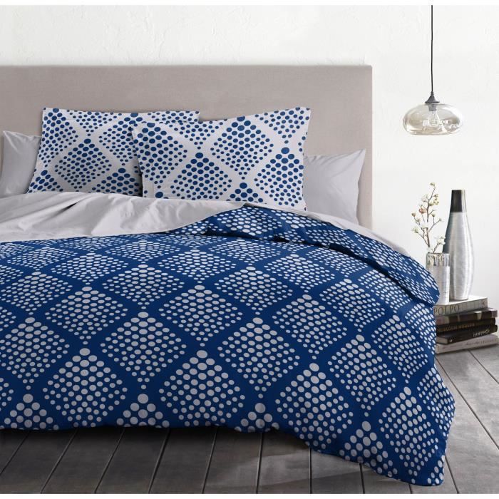 Duvet set 240x260 cm HOME LINGE PASSION FIBULA: Duvet cover + 2 pillowcases - 100% Cotton 57 thread count - Blue