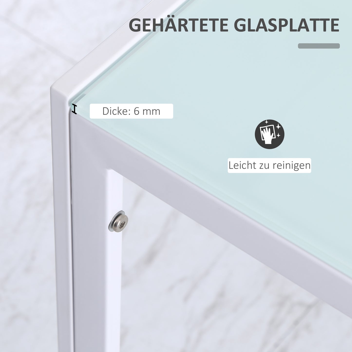 HOMCOM Esstisch Küchentisch großer Tisch, modernes Design, 120 cm x 60 cm x 75 cm, Weiß