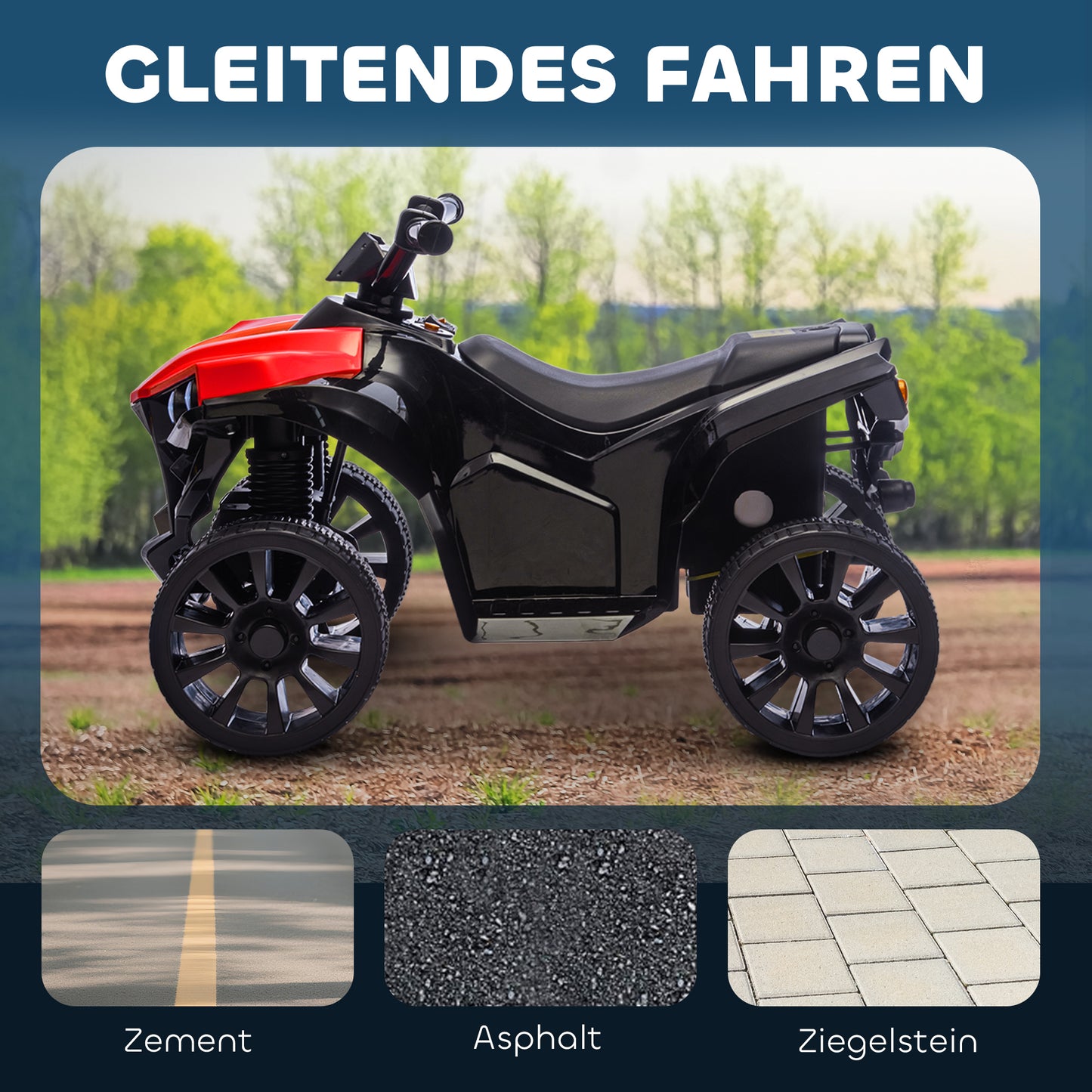 AIYAPLAY Kinder Quad Elektro 6V Kinderquad mit Vorwärts-, Rückwärtsfunktion, Musik, LED-Scheinwerfer Rot