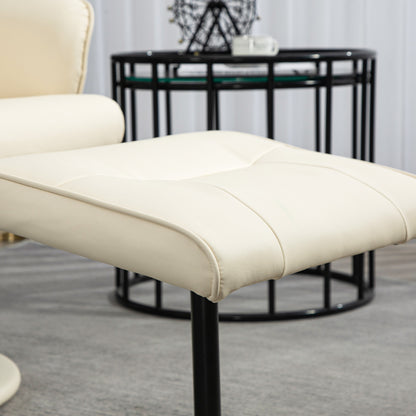 HOMCOM Massagesessel mit Fußhocker, Ergonomischer Stuhl mit 10 Vibrationspunkten, Kunstleder, 76 x 81 x 105 cm, Cremeweiß