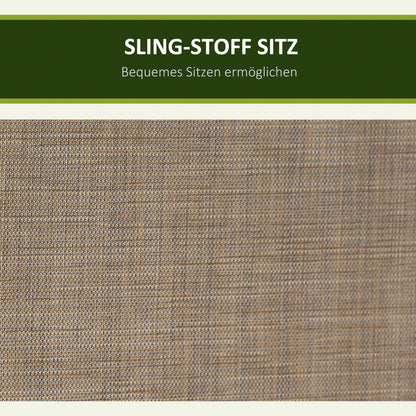 Outsunny 3-Sitzer Hollywoodschaukel, Gartenschaukel mit Sonnendach, Schaukelbank mit Ablage, Aluminium, 196 x 128 x 172 cm, Braun