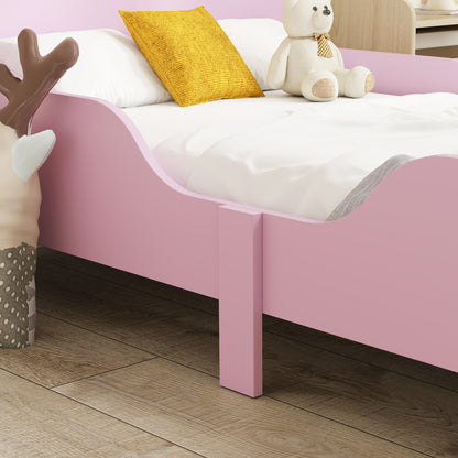 AIYAPLAY Kinderbettgestell, Einzelbettrahmen für Kinder, Schutzgitter, kleines Bett für Kinderzimmer, MDF, ohne Matratze, Rosa