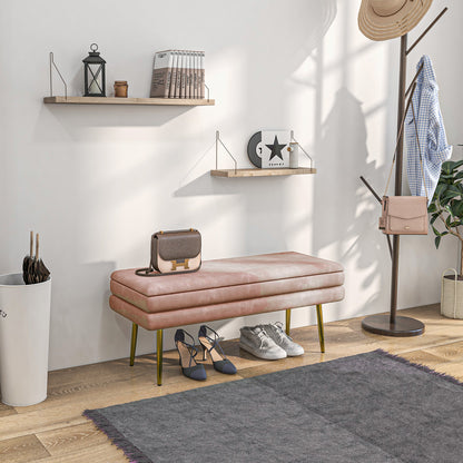 HOMCOM Sitzbank Polsterbank, mit Stauraum, Stahl, 100 x 37,5 x 42 cm, Rosa