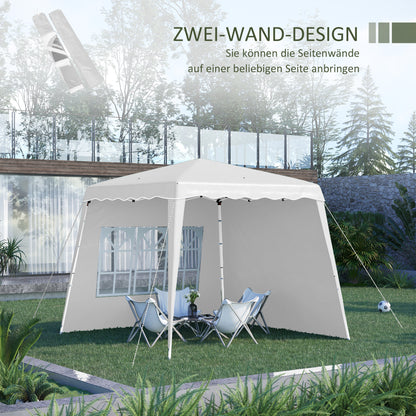 Outsunny Pop Up Pavilion Faltpavillion, inkl. Fernstern, wetterbeständig, 240 x 240 x 250 cm, Weiß