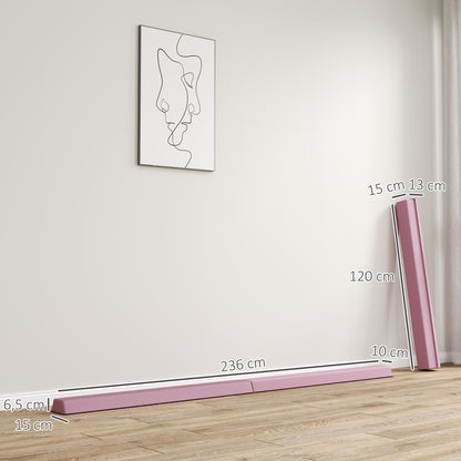 SPORTNOW Schwebebalken 2,4 m, faltbar, rutschfester Boden, für 3+ Jahre, bis 80 kg, Rosa
