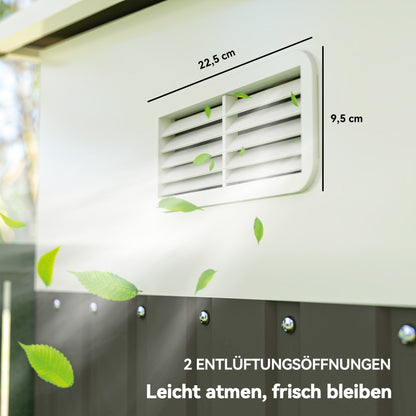 Outsunny Metall-Geräteschuppen Schrägdach verriegelbare Doppeltür 2,8 x 3,45 x 2,01m Grau