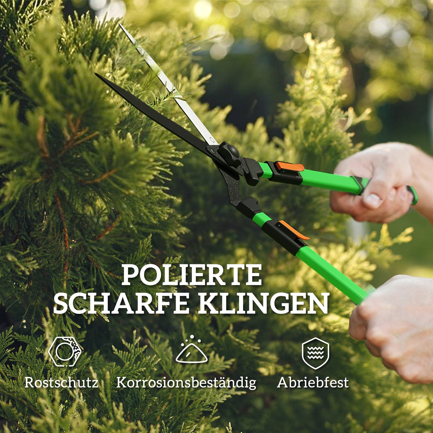 Outsunny Heckenschere Set 2-teilig Gartenschere Messerlänge 90 cm Astschere mit Metallklingen, ausziehbarer Griff