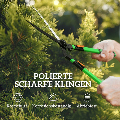 Outsunny Heckenschere Set 2-teilig Gartenschere Messerlänge 90 cm Astschere mit Metallklingen, ausziehbarer Griff