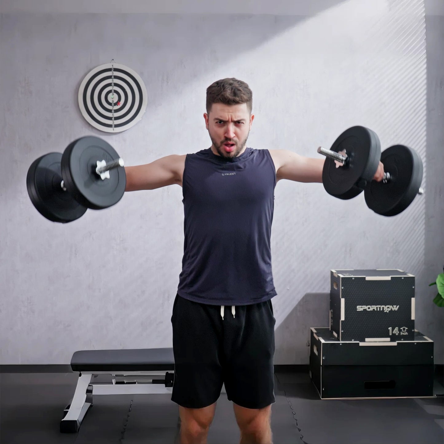 HOMCOM Kurzhantel-Set 2 x 25 kg, 2 x 6 Hantelscheiben mit Kunststoffhülle, bodenschonend, Schwarz