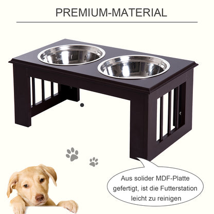 PawHut Hunde-Futterstation, rutschfest, 58,4 x 30,5 x 25,4cm, Grau, 2L pro Napf