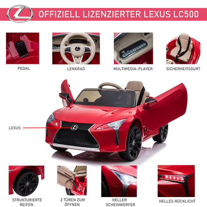 HOMCOM Kinderauto von Lexus Kinderfahrzeug für 3-6 Jahre Elektroauto mit MP3 Musik Rot 106 x 43 x 44 cm