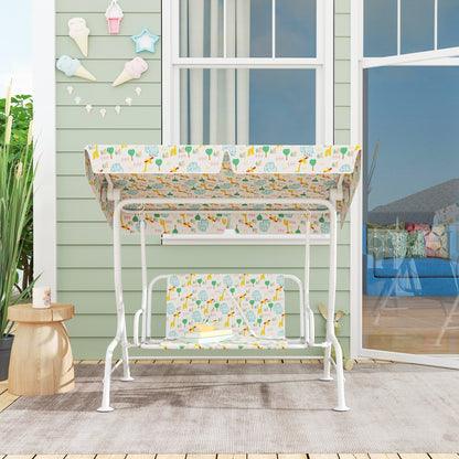 AIYAPLAY Hollywoodschaukel für Kinder, Stahlrahmen, 2-Sitzer, 60 kg belastbar, Weiß