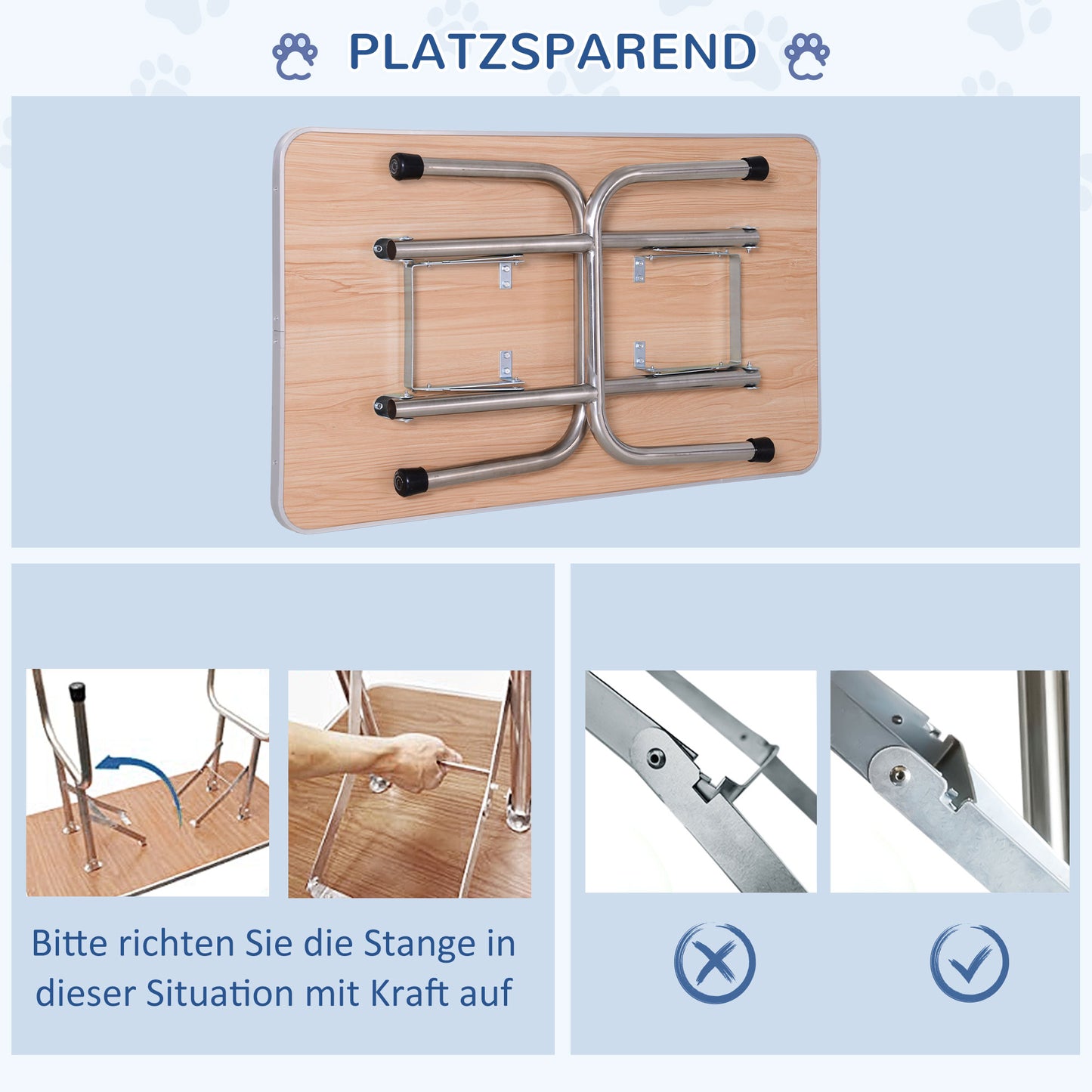 PawHut Dog Grooming Table, Height Adjustable, Foldable Pet Grooming Table, Dog Grooming Table, Dog Grooming Table, Clipping Table with Undercarriage for Dogs and Cats up to 100 kg, Blue