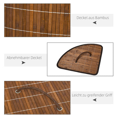 HOMCOM Wäschekorb Wäschesammler, 55L Fassungsvermögen, abnehmbarer Deckel, 38 cm x 38 cm x 57cm, Braun