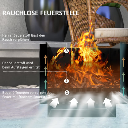 Outsunny Feuerschale Feuerstelle, inkl. Schürhaken, 48 x 48 x 41 cm, Schwarz