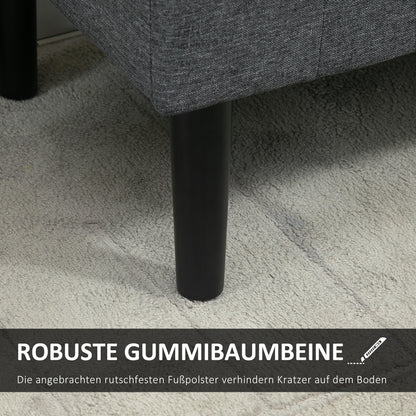 HOMCOM Sitzbank mit Stauraum, Polsterbank mit Leinenoptik, Holzbeine, Bettbank belastbar bis 130 kg, für Wohnzimmer Schlafzimmer Flur, 116 x 44 x 58 cm Dunkelgrau