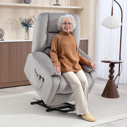 HOMCOM Aufstehsessel mit Massagefunktion, 90x93x110cm, Hellgrau