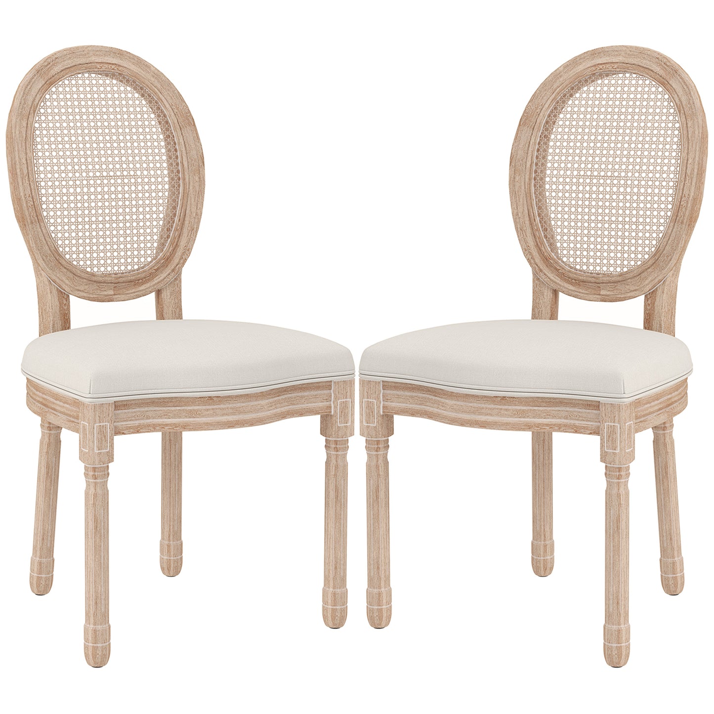 HOMCOM 2er-Set Esszimmerstühle Küchenstühle, Vintage Design, Wienergeflecht-Optik, Natur + Creme