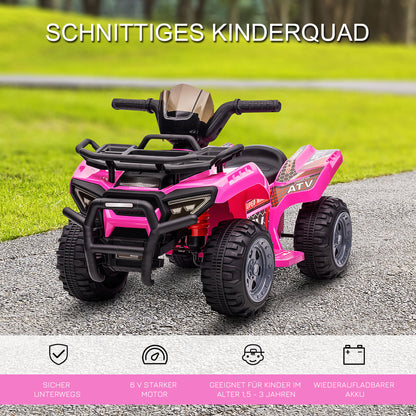 HOMCOM Kinder Quad Elektro 6V Kinderquad mit Vorwärtsfunktion, Musik, Elektro-Quad für Kinder 1,5-3 Jahre Rosa