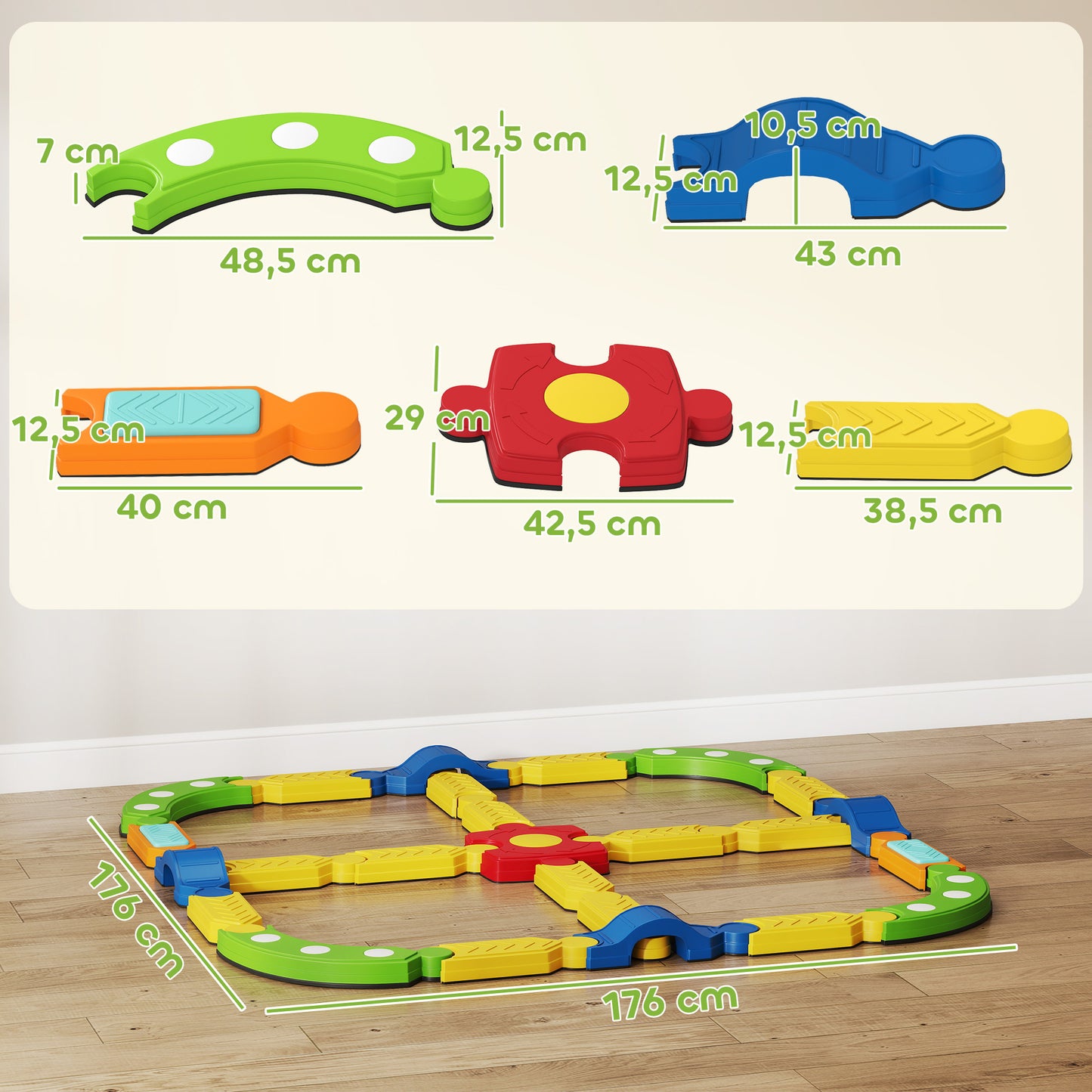 AIYAPLAY Balancebalken für Kinder, interaktives Gestell, rutschfest, Kunststoff, Bunt