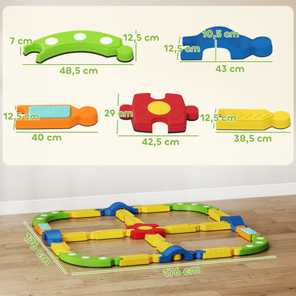 AIYAPLAY Balancebalken für Kinder, interaktives Gestell, rutschfest, Kunststoff, Bunt