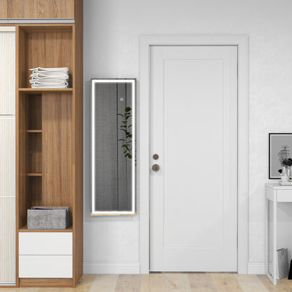 HOMCOM Ganzkörperspiegel mit LED, dimmbar, Touchsensor, Speicherfunktion, silber, 40x120 cm