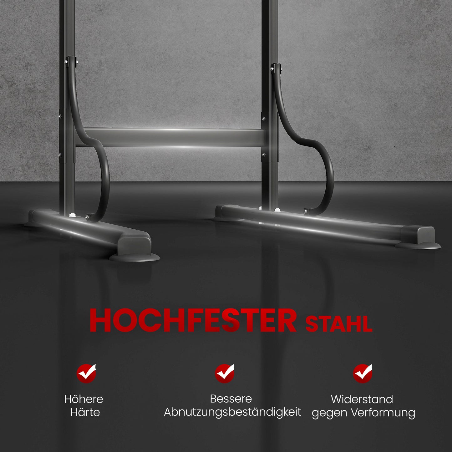 HOMCOM Power Tower höhenverstellbar Dip Station mit Klimmzugstange, Saugnäpfe Kraftstation für Zuhause