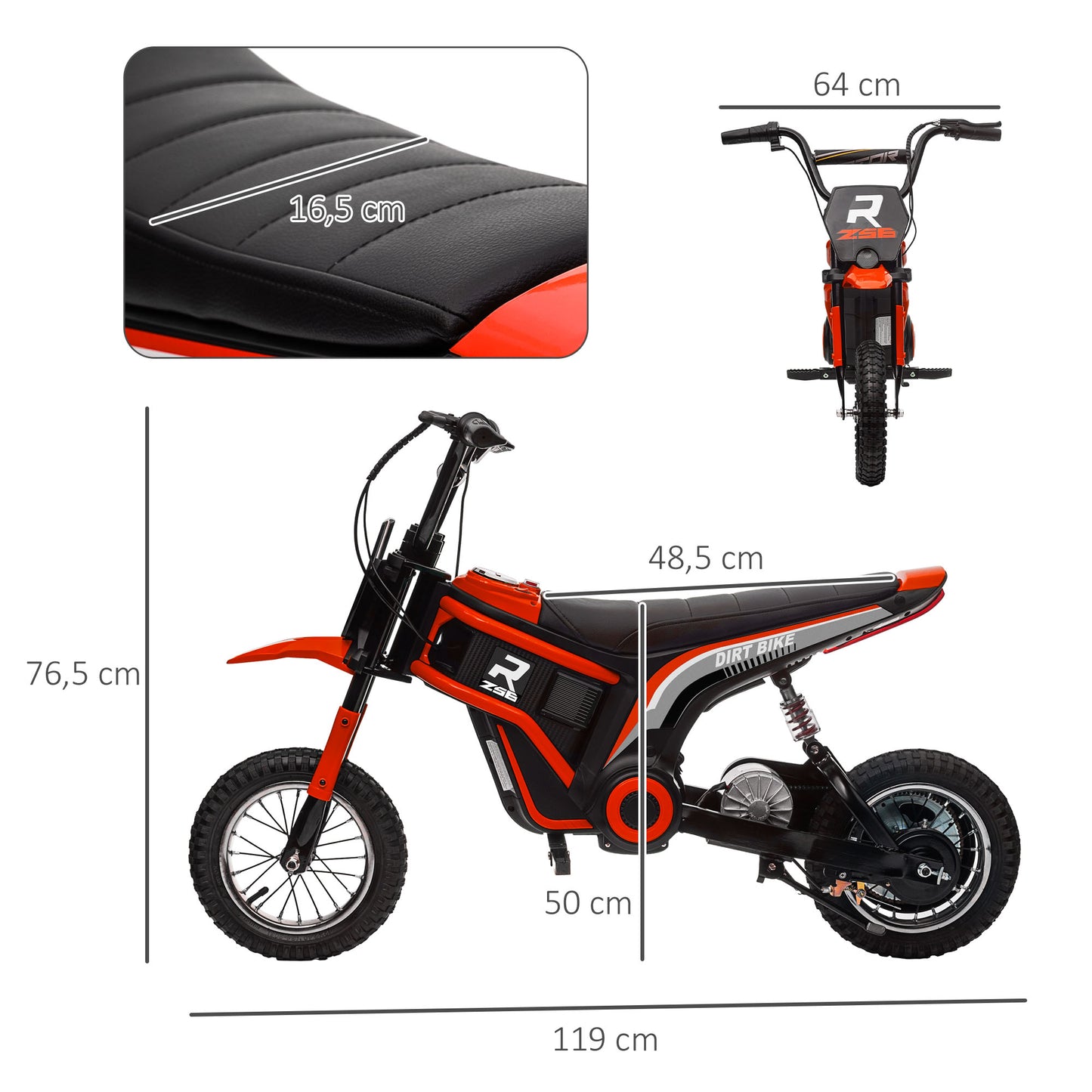 HOMCOM Elektro-Motorrad für Kinder, 24V Kindermotorrad mit Hupe, Leuchte, mit Drehgriff-Gashebel, 8-16 km/h, 8-12 Jahre, Rot