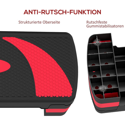 HOMCOM Aerobic-Stepper, höhenverstellbar, für Indoor und Outdoor, Belastbarkeit bis 150 kg, 80 x 31 x 10-20 cm, Rot