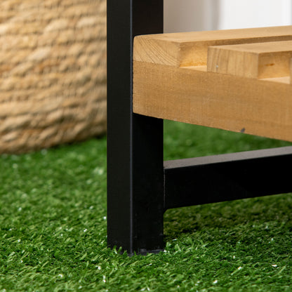 Outsunny Pflanzenregal mit 3 Ebenen und Befestigungshaken, Blumentreppe aus Naturholz, 80 cm x 36 cm x 174 cm, Natur