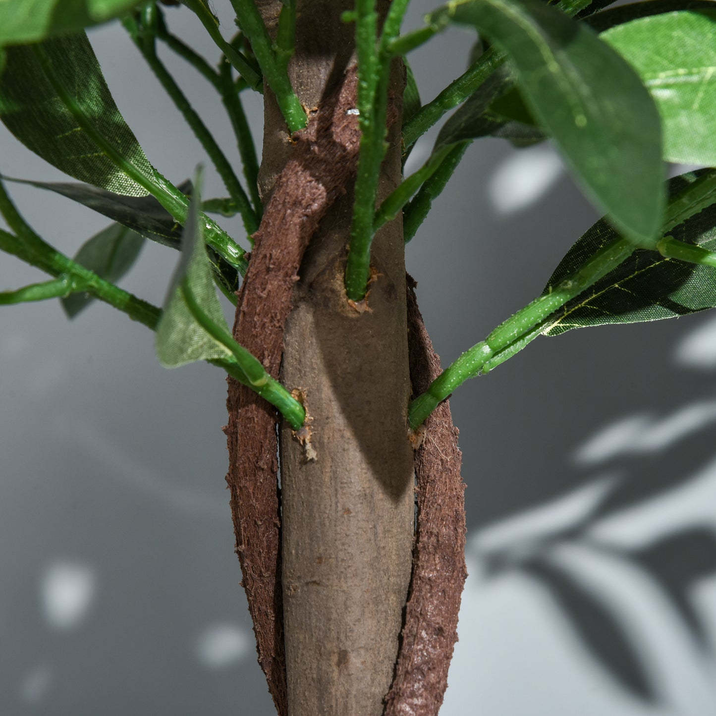 Outsunny 2er-Set Künstlicher Lorbeerbaum, 120 cm, Kunstpflanzen im Zementtopf, Kunststoff-Pflanzen für drinnen und draußen, Grün