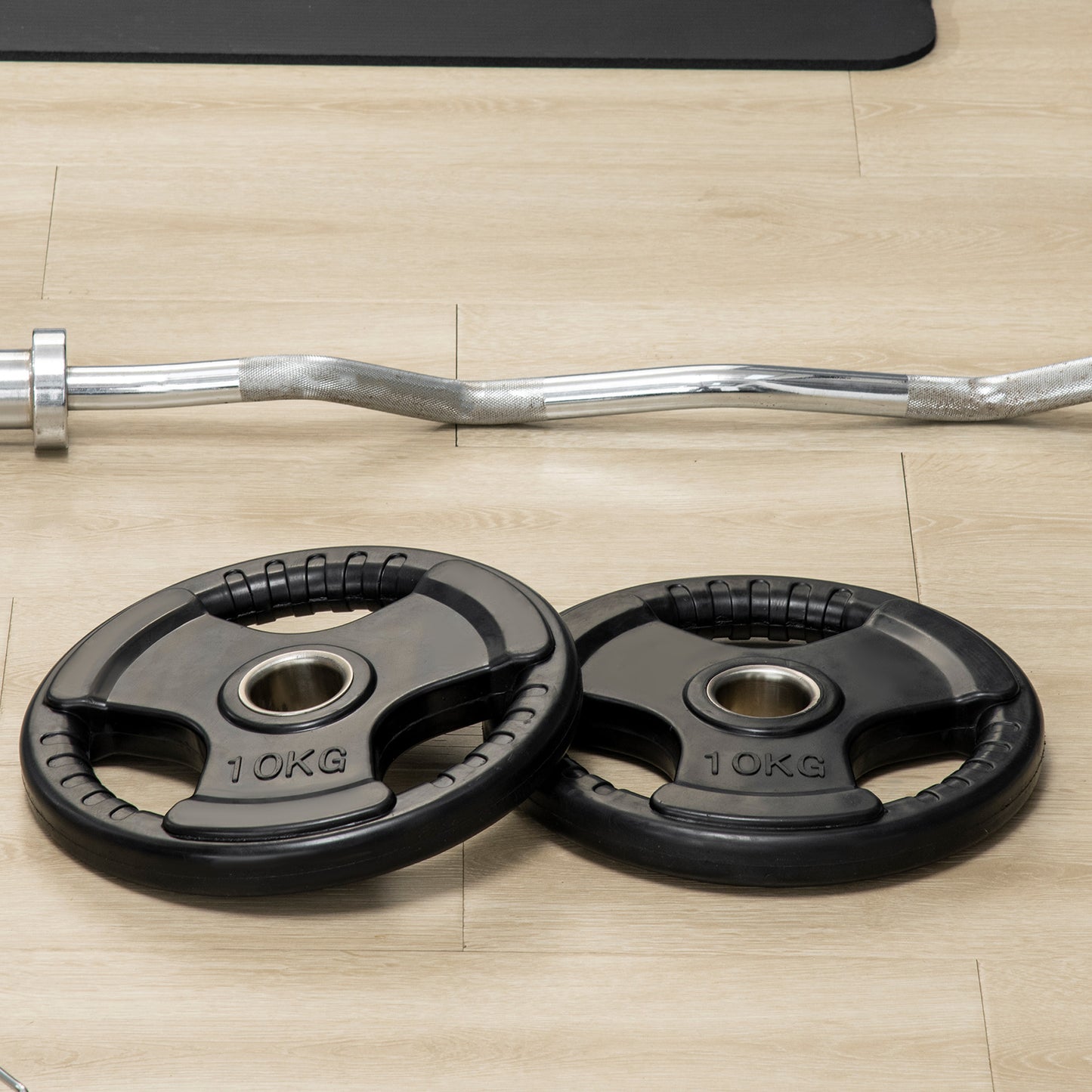 SPORTNOW Hantelscheibe, 2er-Set, 10 kg pro Scheibe, drei Griffe, bodenschonender Gummimantel, Metall