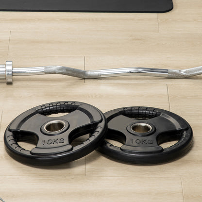 SPORTNOW Hantelscheibe, 2er-Set, 10 kg pro Scheibe, drei Griffe, bodenschonender Gummimantel, Metall