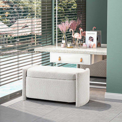 HOMCOM Sitzbank mit Stauraum Flurbank Schuhbank, gepolstert, 105 cm x 44 cm x 45,5 cm. Creme/Beige