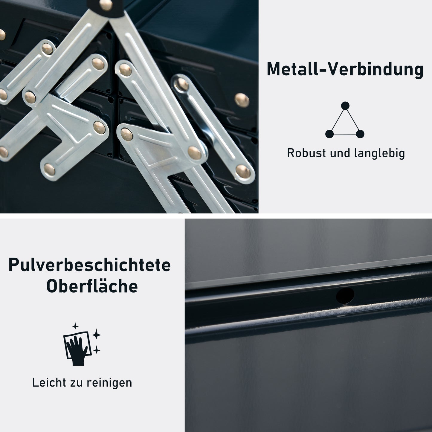 DURHAND Werkzeugkoffer Werkzeugkiste 5 Fächer aufklappbar Stahl (SPCC) Dunkelgrün 56 x 20 x 41 cm