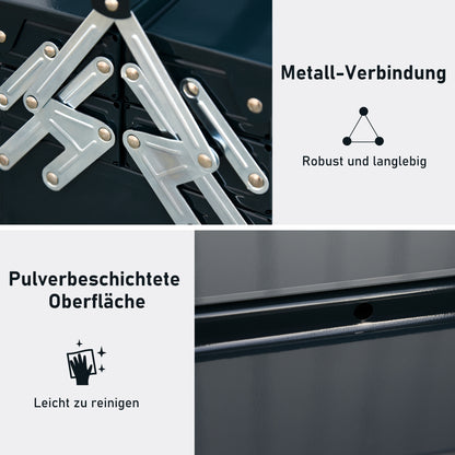 DURHAND Werkzeugkoffer Werkzeugkiste 5 Fächer aufklappbar Stahl (SPCC) Dunkelgrün 56 x 20 x 41 cm